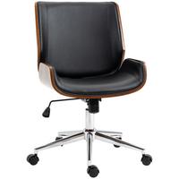 BÜROSTUHL mit Wippfunktion, Ergonomischer Computerstuhl, bis 120 kg Belastbar - Schwarz, Leder (60/96/53cm) - Vinsetto