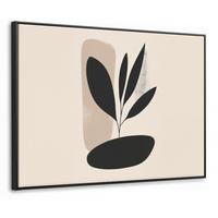 LEINWAND Bilder mit Rahmen - Pflanze - Beige - Japanisch - 70x50 - Schwarz, Textil (70/50cm) - MuchoWow
