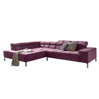 ECKSOFA MIT MOTORISCHEM SITZVORZUG NELSON Violett Velvet Relaxfunktion - Violett/Silberfarben, Textil (321/216cm) - KAWOLA