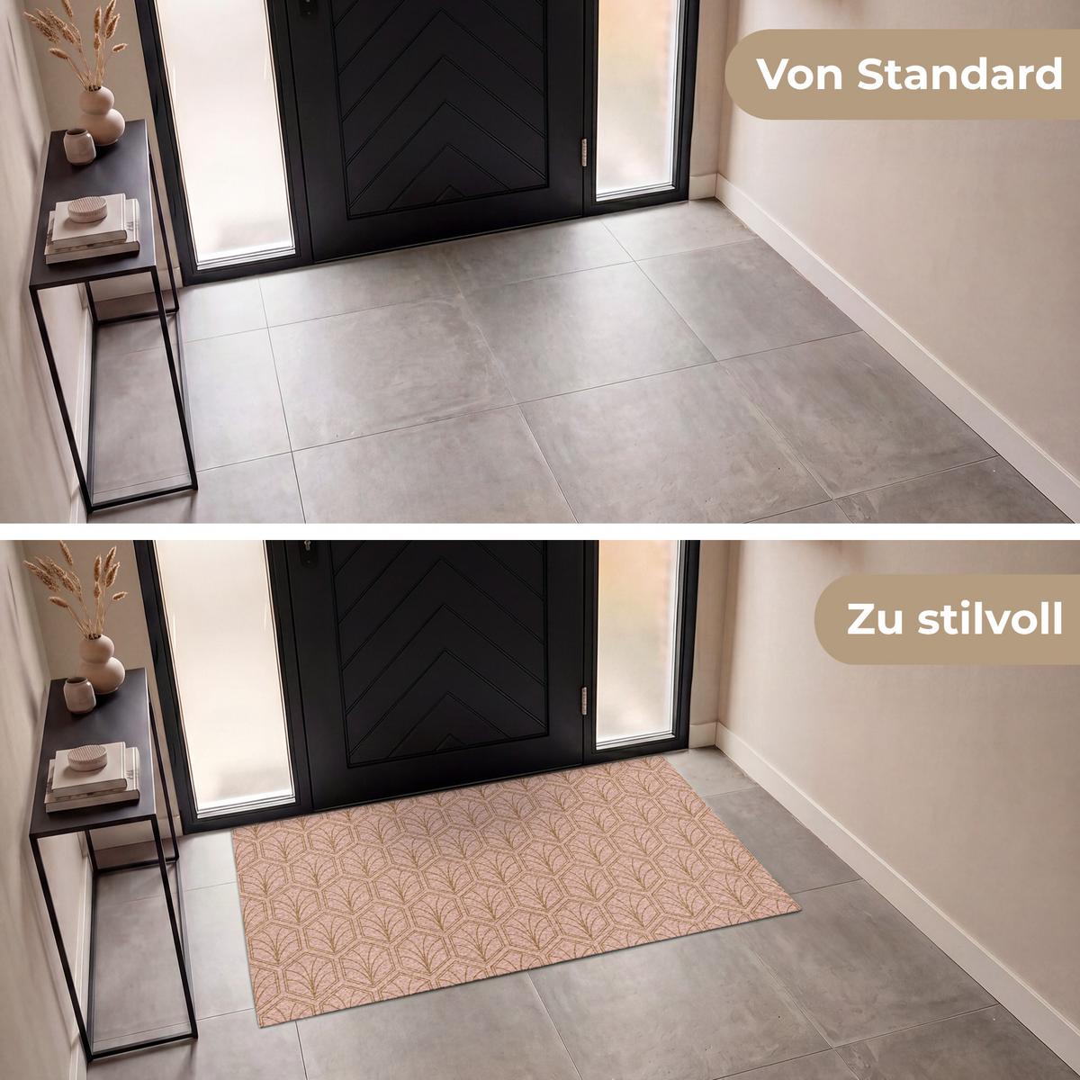 FUSSMATTE Lachsrosa - Muster - Geometrisch Schmutzfangmatte 150x90 cm - Altrosa, Kunststoff (150/0.4cm) - MuchoWow