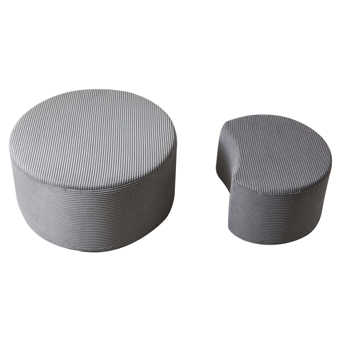 COUCHTISCH 2er Set Rund Gepolsterter Montagefrei - Schwarz, Textil (81/81/40cm) - Urban Meuble