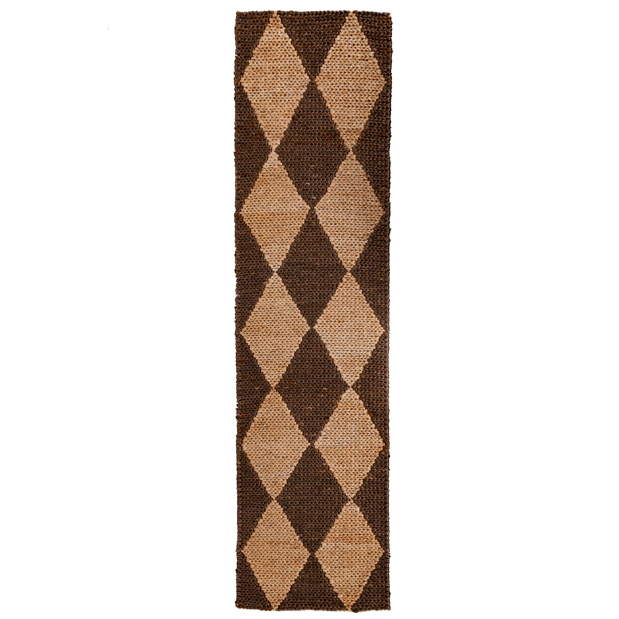 JUTETEPPICH BAIN, mit Rautenmuster, Braun, 60 x 230 cm - Braun, Textil (60/230cm) - KADIMA DESIGN