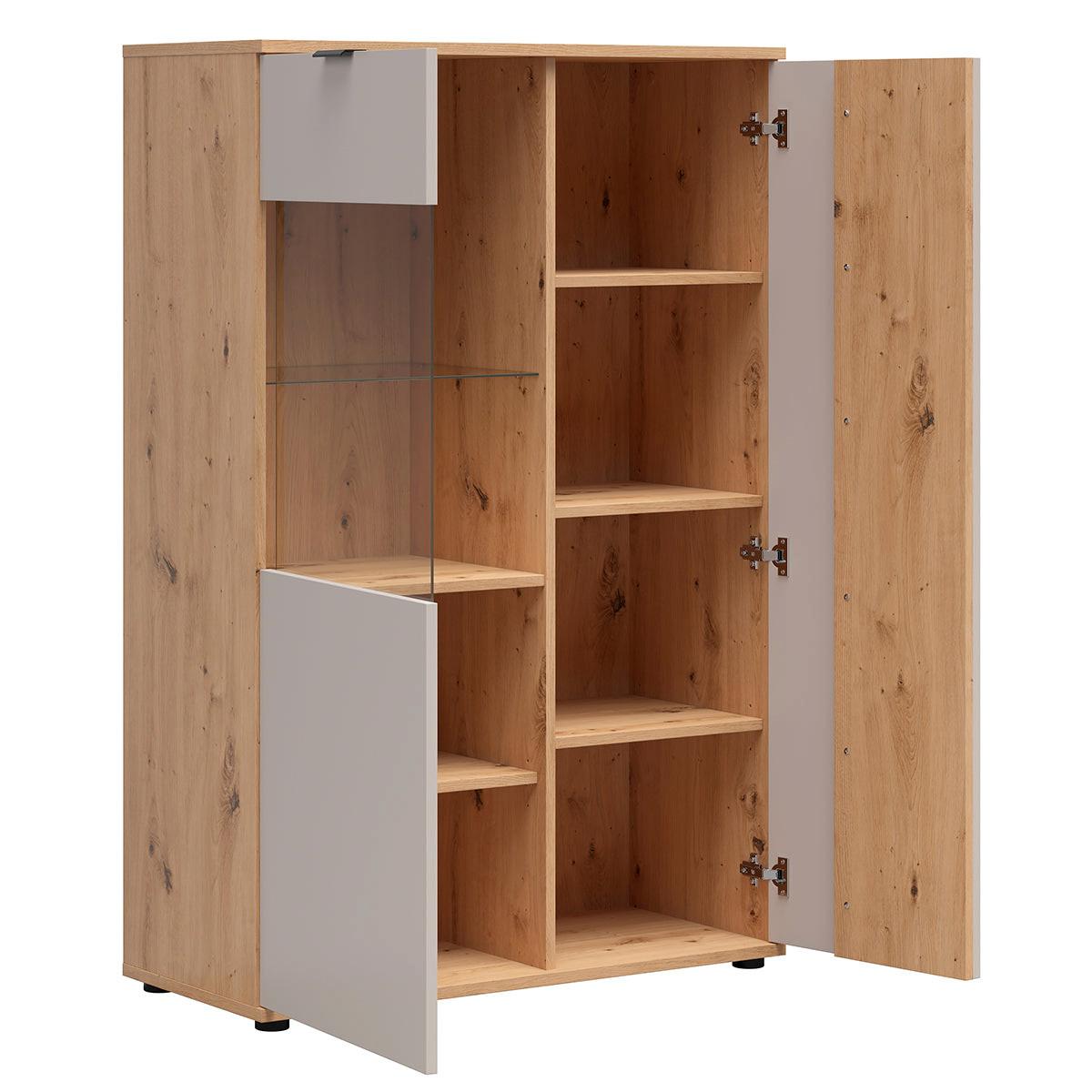 GESCHIRRSCHRANK Ezra Kaschmir - Beige, Holzwerkstoff (90/137.5/40cm) - Petits-meubles