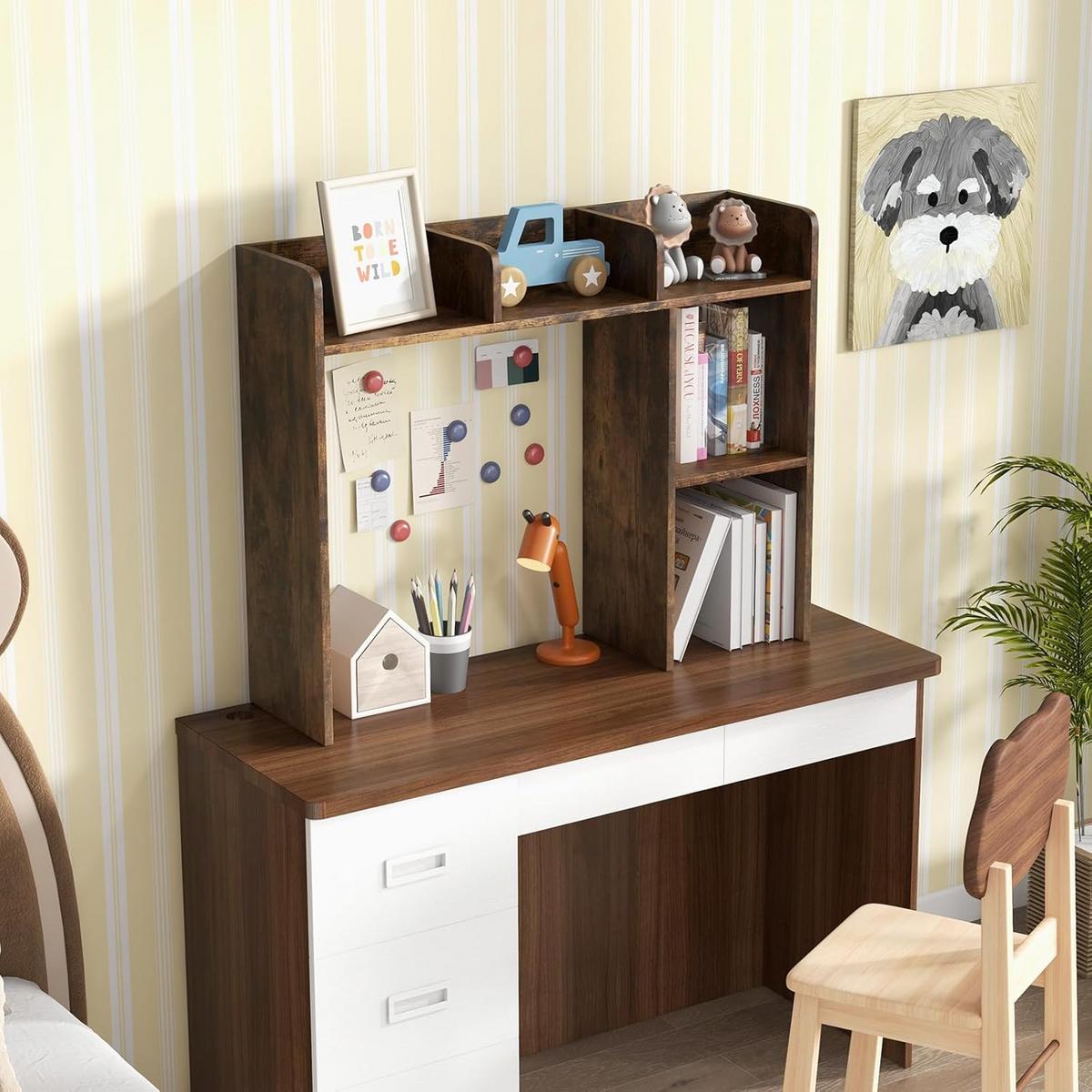 SCHREIBTISCHREGAL Braun - Braun, Holz (25/94/74cm) - COSTWAY