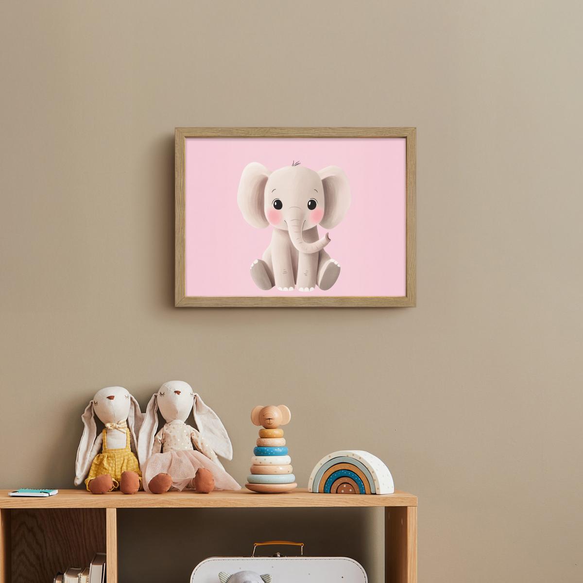NACHTTISCHLAMPE MIT AKKU Elefant - Baby - Rosa - Cartoon 40x30 cm - Rosa, Holzwerkstoff (8/40/30cm) - OnlyWow