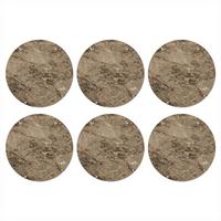 GLASUNTERSETZER 6er-Set Rund Marmor - Braun - Glitter 10x10 cm - Braun, Naturmaterialien (10/0.2cm) - MuchoWow