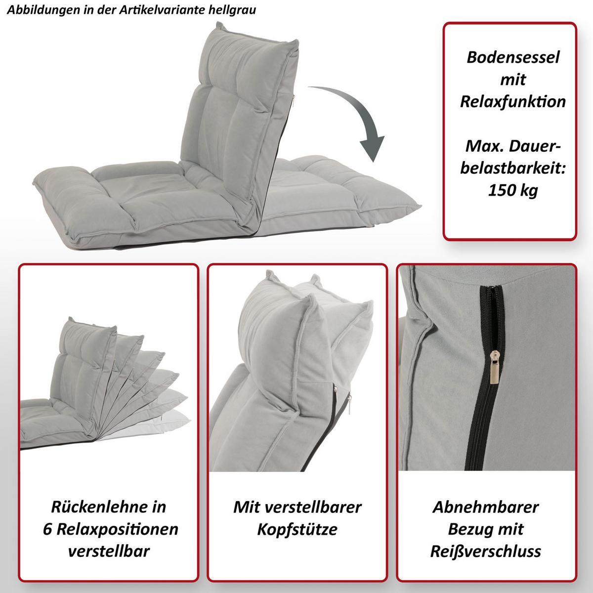 BODENSESSEL Hellgrau - Hellgrau, Textil (110/14/57cm) - MCW
