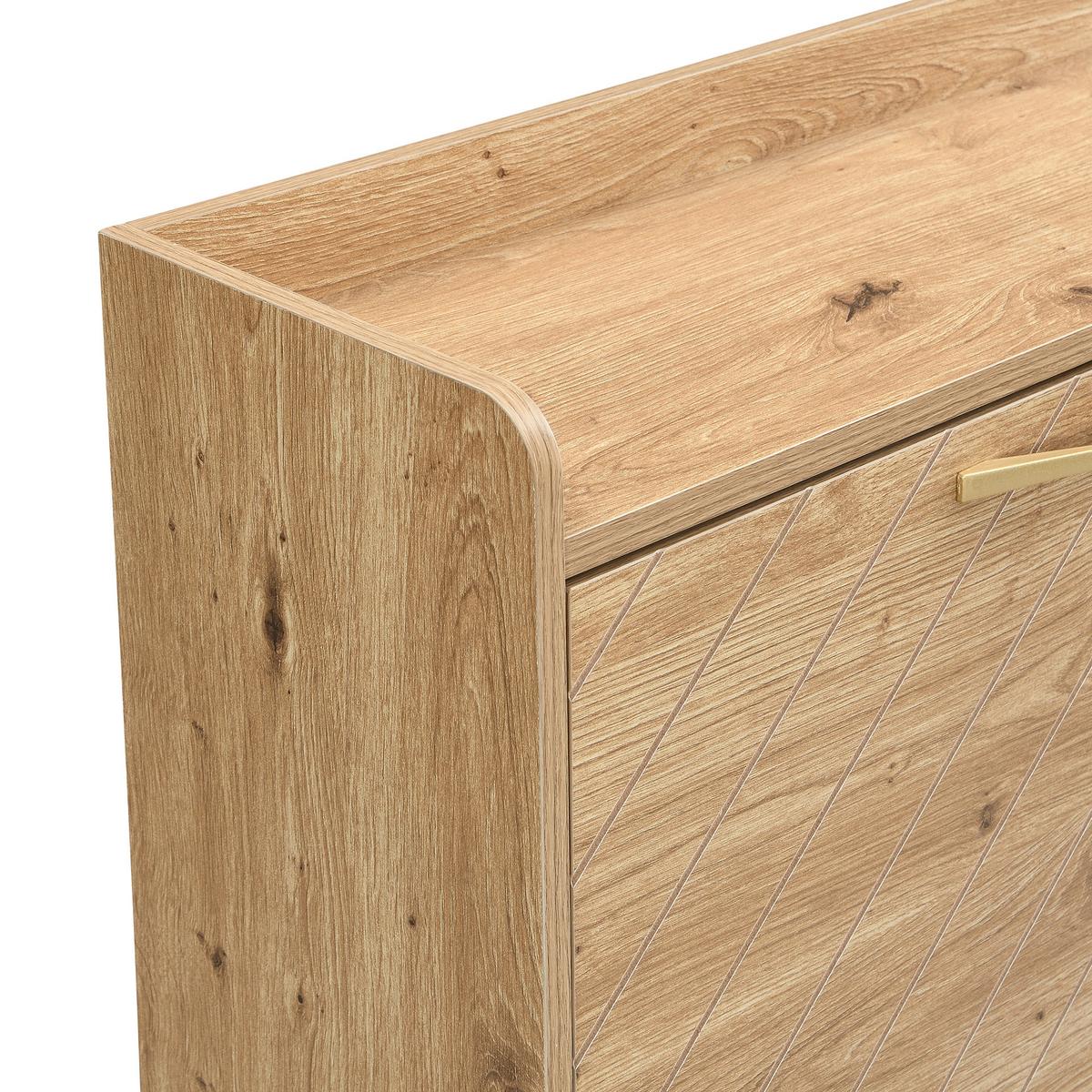 SCHUHREGAL 108 cm Holzoptik mit 4 Klappfächern & Metallfüßen für Flur - Eichefarben, Holzwerkstoff (108.5/100/24cm) - Urban Meuble