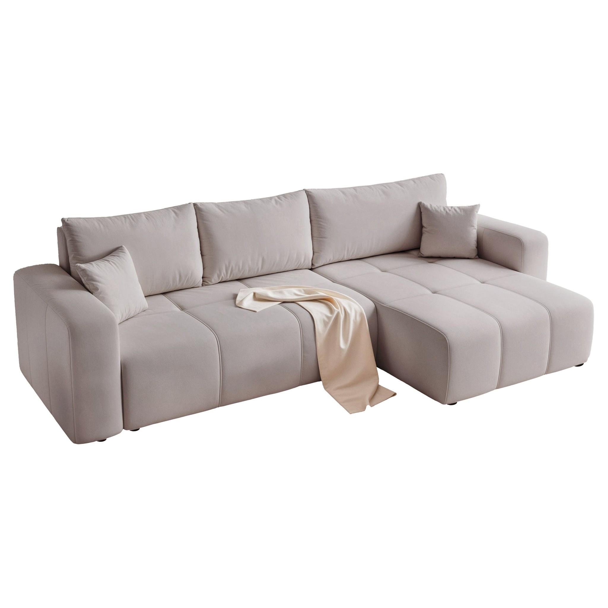 ECKSOFA Leros Xl Mit Schlaffunktion - Hellgrau, Holzwerkstoff/Textil (145/278cm) - Fun Möbel