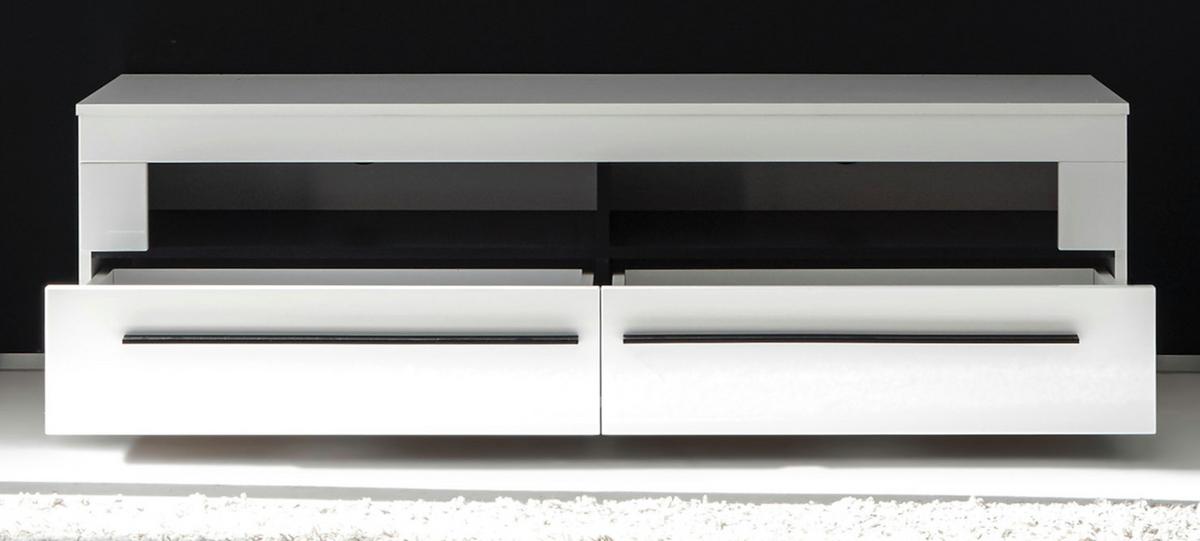 TV-LOWBOARD weiß Hochglanz 180 cm, TV Unterschrank mit Soft-Close - Weiß Hochglanz/Schwarz, Holzwerkstoff/Kunststoff (180/47/42cm) - Furn.Design