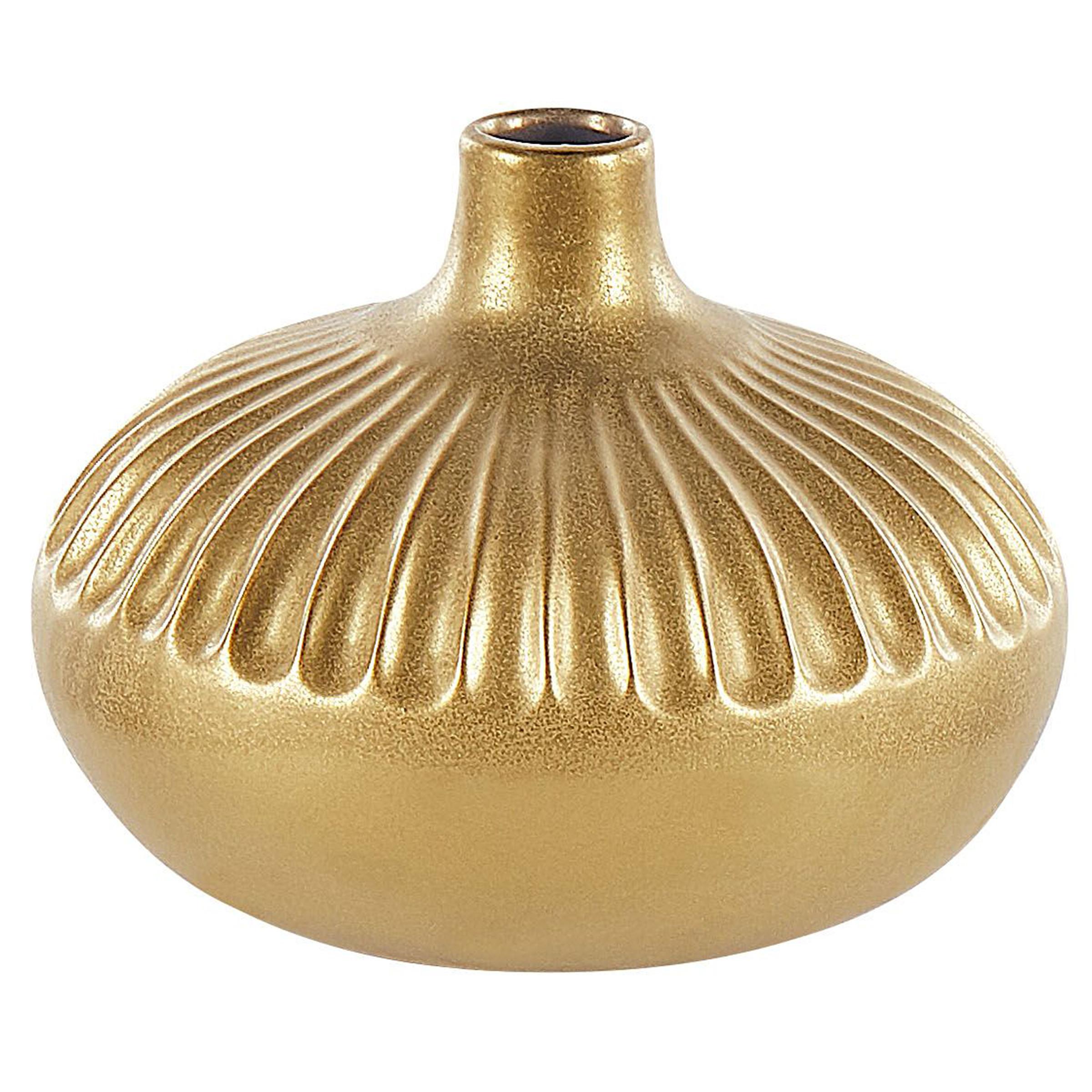 DEKOVASE Steinzeug gold Cercei - Goldfarben, Stein (20cm) - Beliani