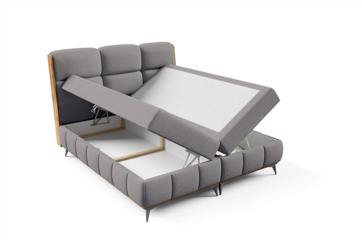 BOXBETT Charlie - Grau, Holzwerkstoff/Textil (200/200cm) - Fun Möbel