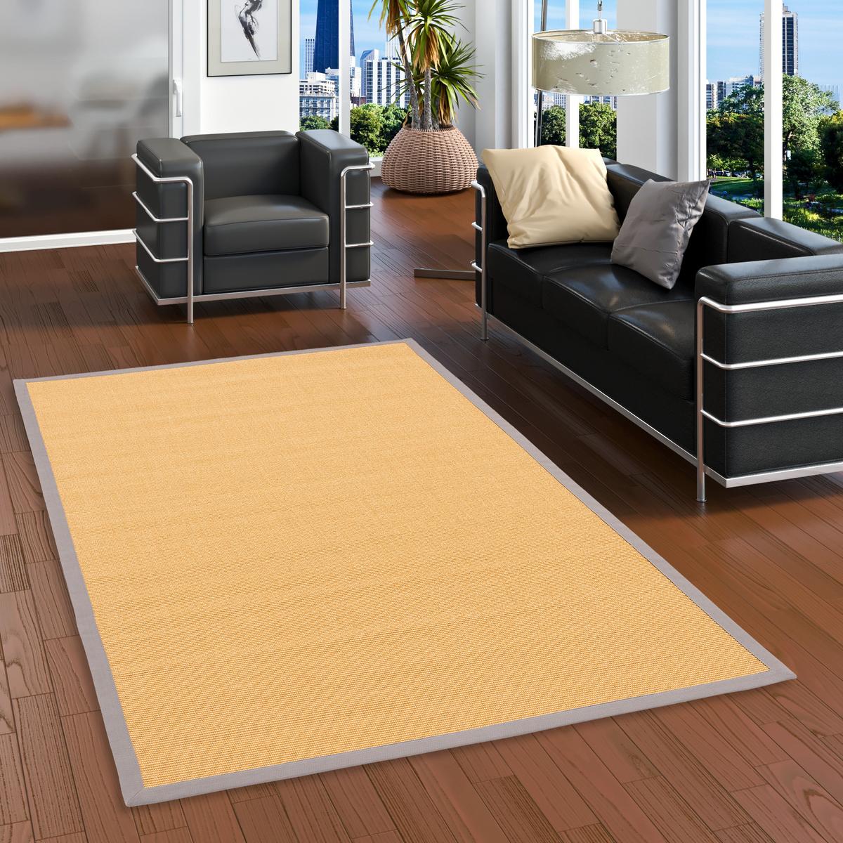 SISALTEPPICH NATURA KLASSISCH MIT BORDÜRE - Goldfarben, Textil (200/250cm) - Pergamon