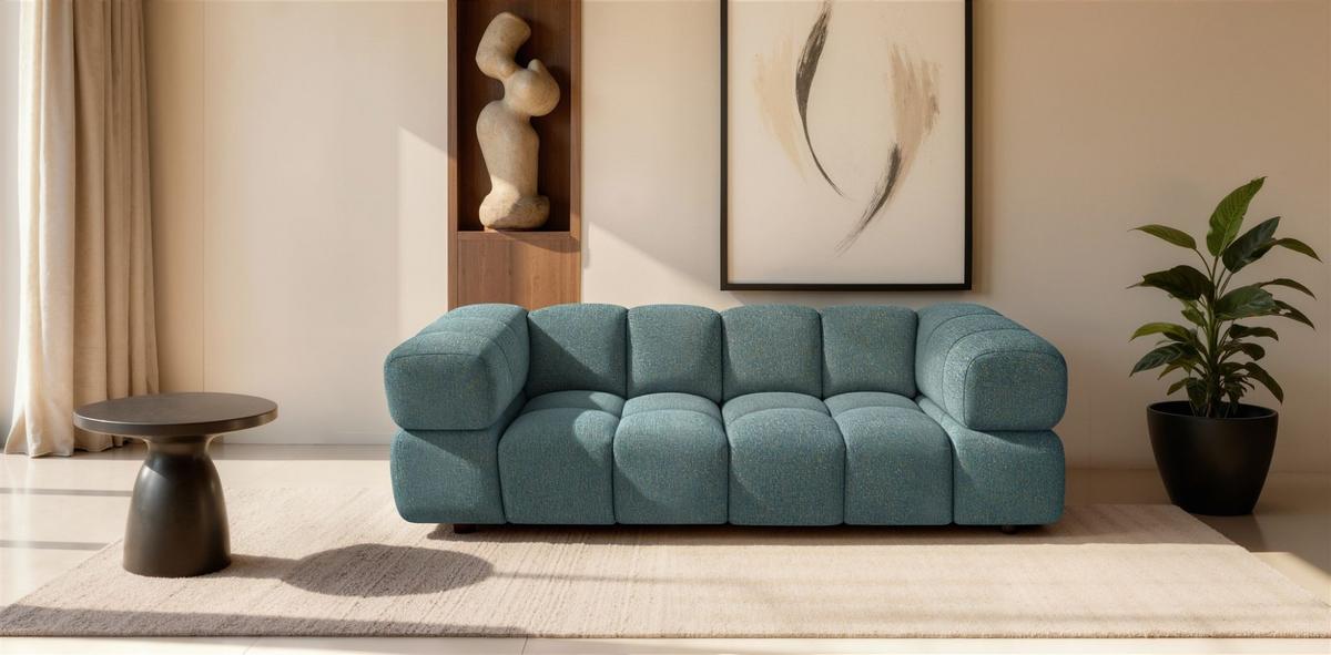 SOFA 3-sitzer Blanche In Puente - Blau, Holzwerkstoff/Textil (240/70/96cm) - Fun Möbel