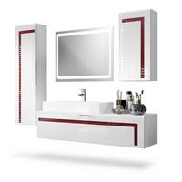 BADMÖBELSET Aloha Absetzungen in Bordeaux Hochglanz - Bordeaux, Holzwerkstoff (210/185/51cm) - Vladon