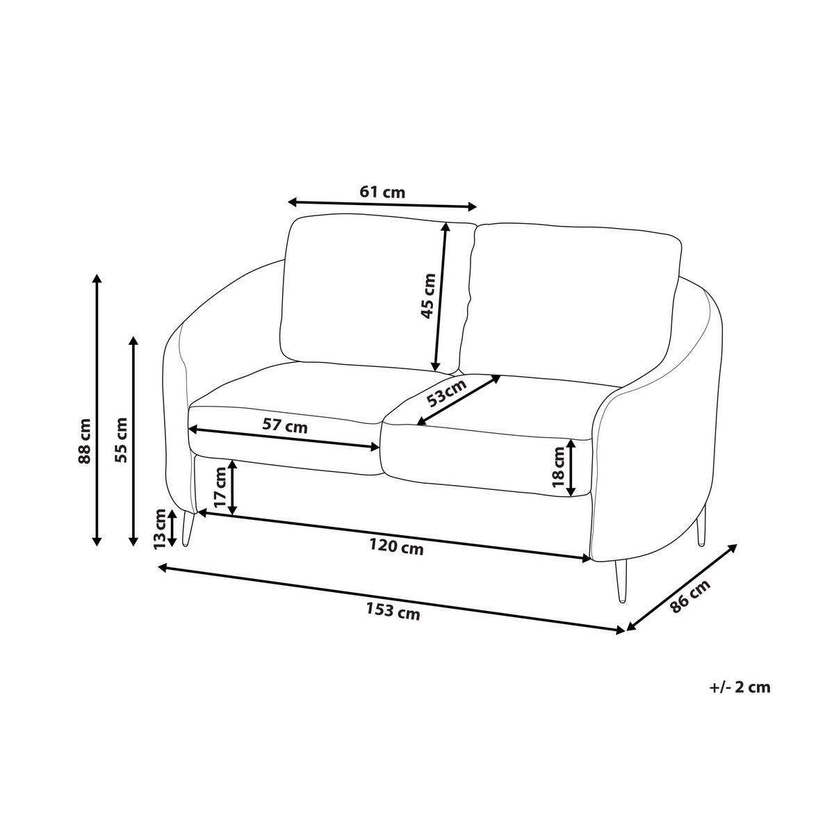 2-SITZER-SOFA Polsterbezug Hellgrau Trosa - Hellgrau, Textil (153/88/86cm) - Beliani