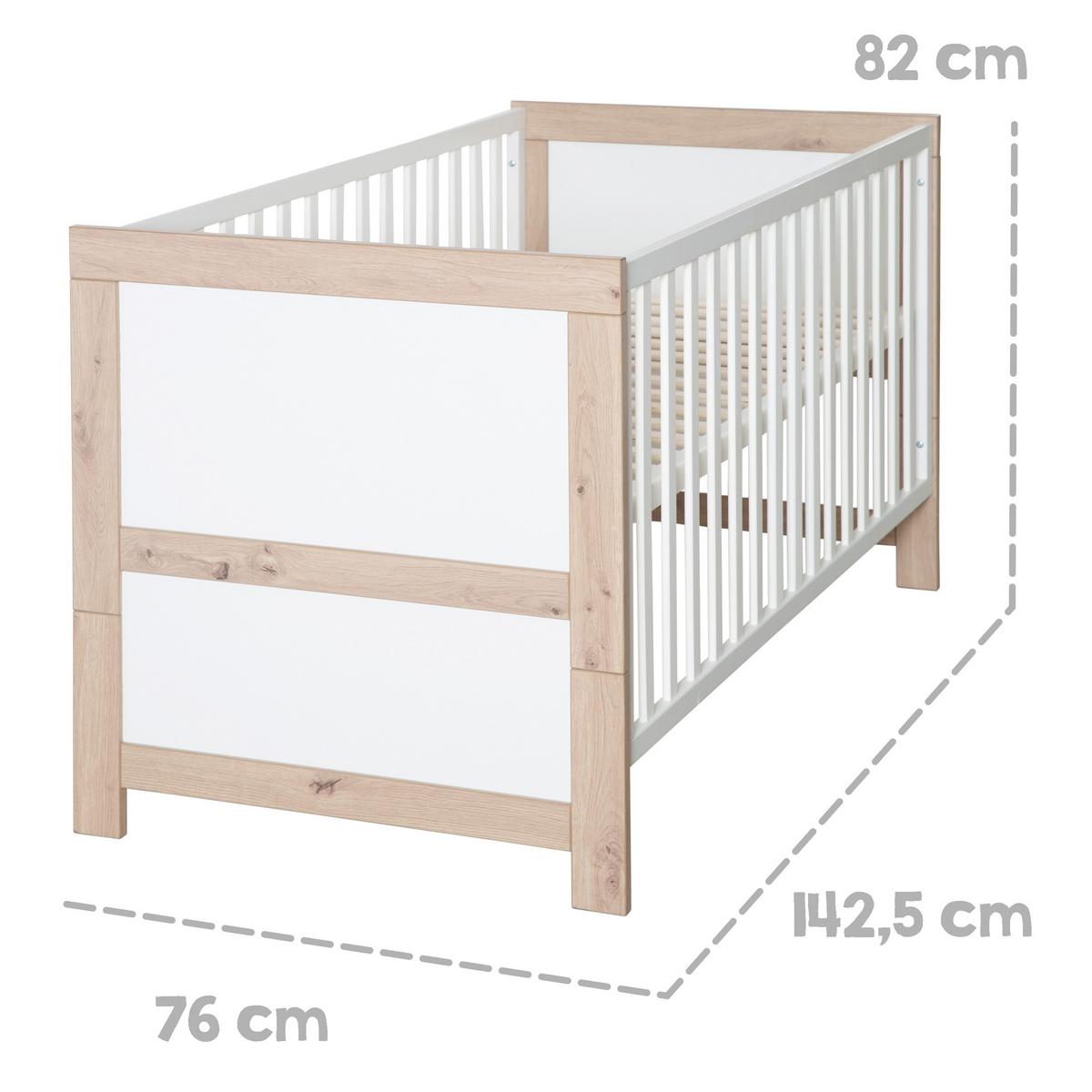 BABYZIMMER-SET Ira 3-teilig - Silberfarben/Weiß, Holzwerkstoff/Metall (76/82/142cm) - Roba