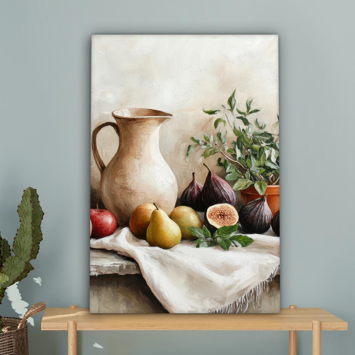 LEINWANDBILD Obst - Kräuter - Ländlich Wanddeko 40x60 cm - Naturfarben, Textil (40/60cm) - MuchoWow