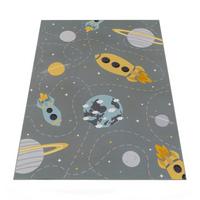 KINDERTEPPICH Waschbar, mit Raketen-Motiv, Grau, 200 x 200 cm - Grau, Textil (200/200cm) - KADIMA DESIGN