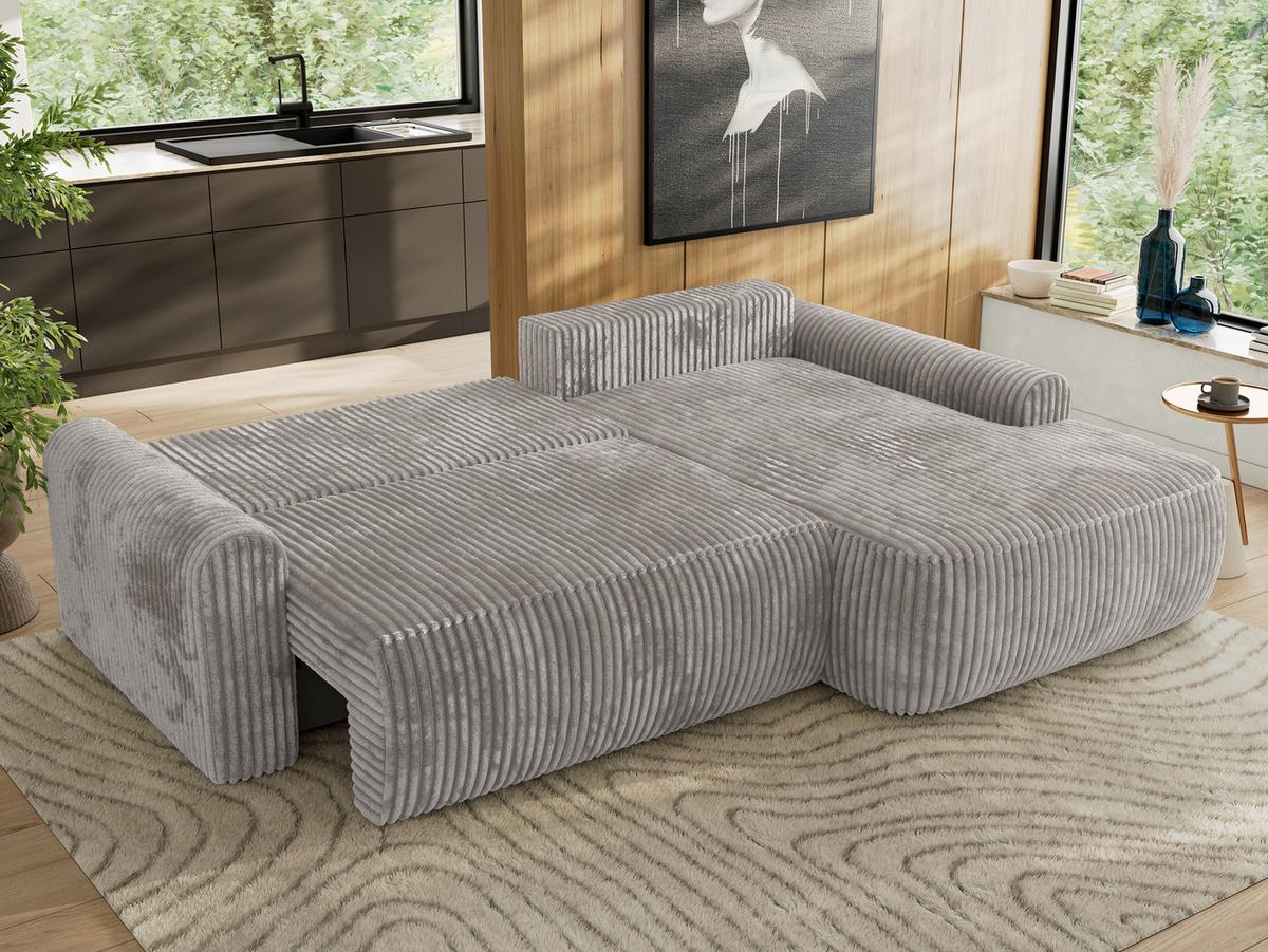 ECKSCHLAFSOFA CUBO L Grau Cord - rechts - Schwarz/Grau, Kunststoff/Textil (187/273cm) - MKS