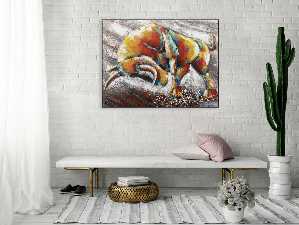 ACRYLBILD HANDGEMALT 100/75 cm - Taupe, Holz/Textil (100/75cm) - KUNSTLOFT