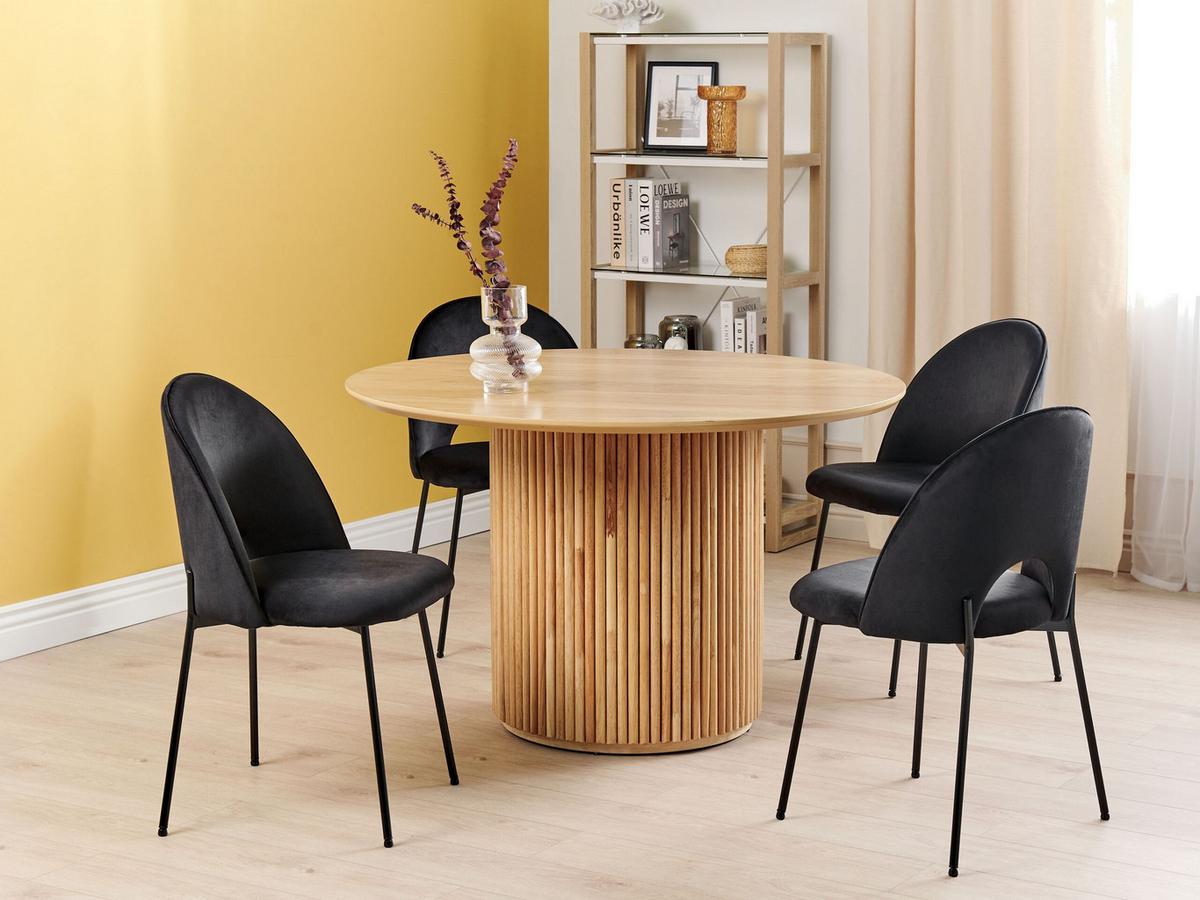 ESSZIMMERSTUHL 2er-Set Samtstoff Schwarz Covelo - Schwarz, Textil/Metall (46/84/45cm) - Beliani