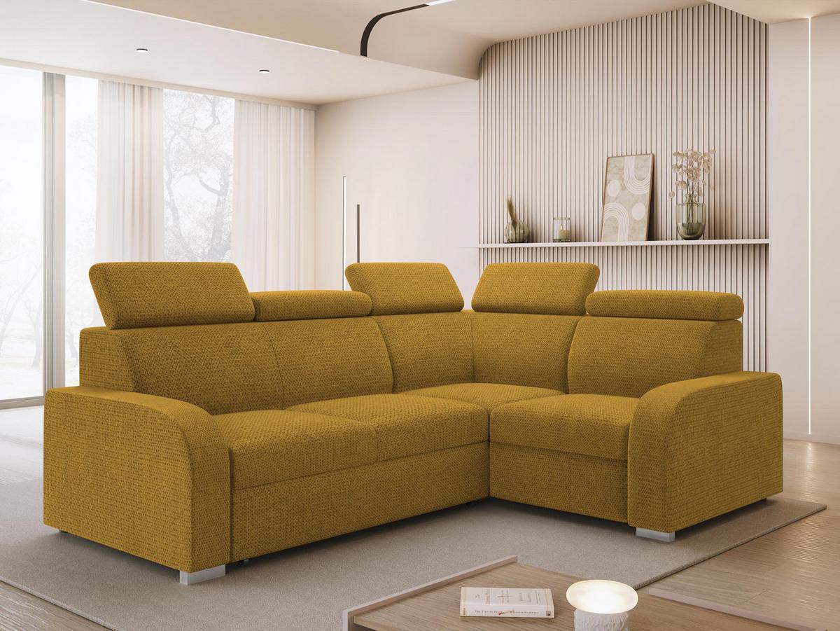 ECKSOFA Oslo 2rR1 80 - Gelb/Silberfarben, Holz/Kunststoff (250/200cm) - MIRJAN24