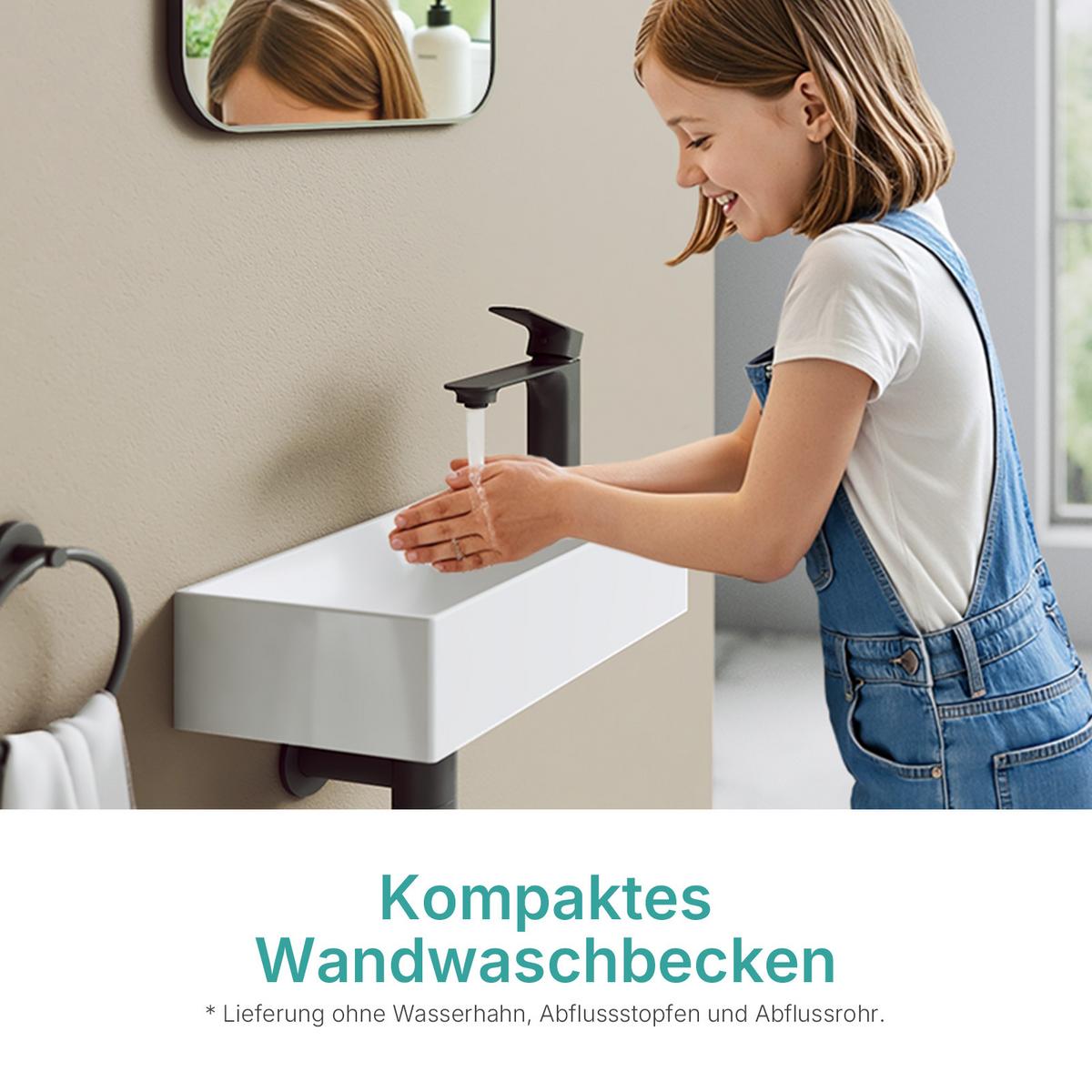 HANDWASCHBECKEN Eck-Wand Hahnloch rechts Weiß 37,7 / 21,8 / 9,9 cm - Weiß, Keramik (38/10/22cm) - EMKE