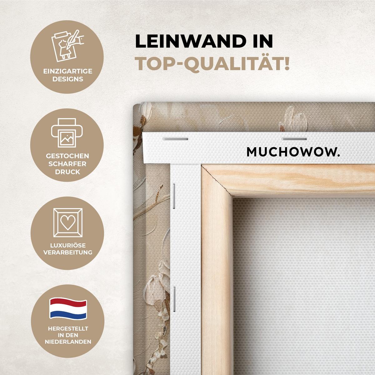 LEINWANDBILD 2er Set Beige - Blüte - Modern 160x120 cm - Beige, Textil (160/120cm) - MuchoWow
