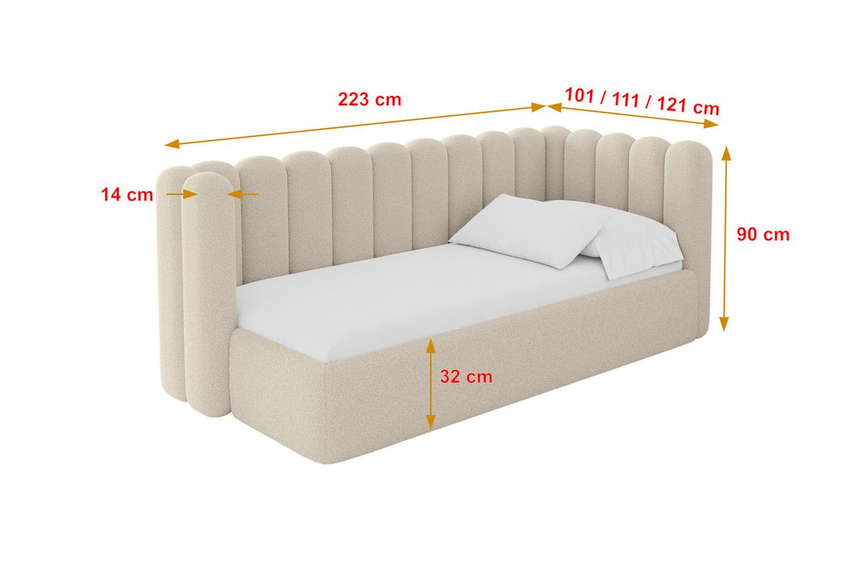 EINZELLBETT Jugendbett mit Bettkasten und Matratze H3/H4, Links - HUGY 100x200 Dunkelbeige - Mokka, Holzwerkstoff/Textil (100/200cm) - ALTDECOR