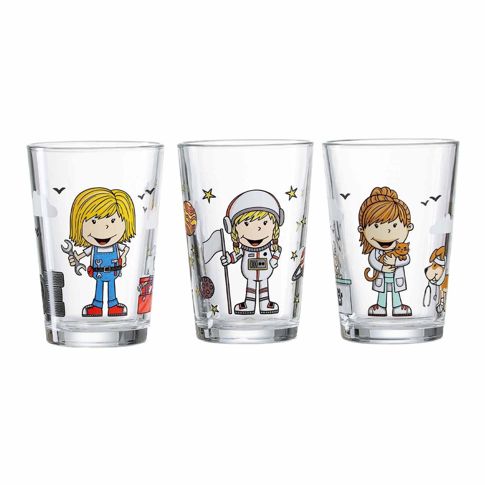 KINDERGLÄSER Berufe Mädchen bunt 205 ml 3-tlg. - Multicolor, Glas (0.205L) - Ritzenhoff Breker