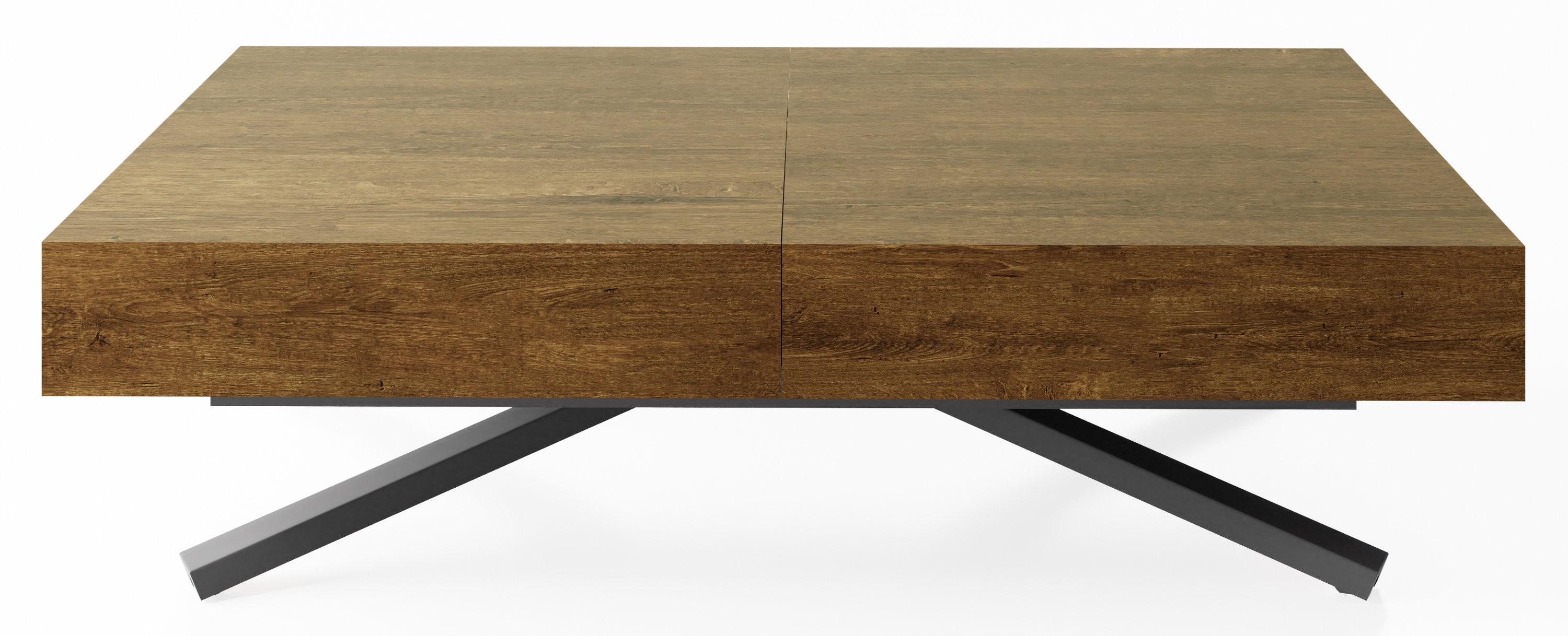 COUCHTISCH Cavetta X höhenverstellbar ausziehbar, Lefkas Eiche 120-200/80/27-76 cm - Alteiche/Schwarz, Holzwerkstoff/Metall (80/200/76cm) - WFL GROUP