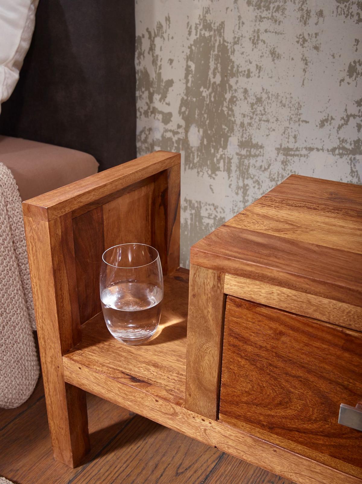 NACHTTISCH – Massivholz, 40 cm hoch, Schublade & Ablagefach, Landhausstil - Braun, Holz (60/40/30cm) - KADIMA DESIGN