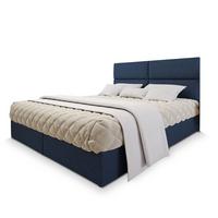 BOXBETT LONIS 200x200 cm mit Matratze und Topper, H2+H3 - Blau - Blau, Holz (200/200cm) - MASSENO