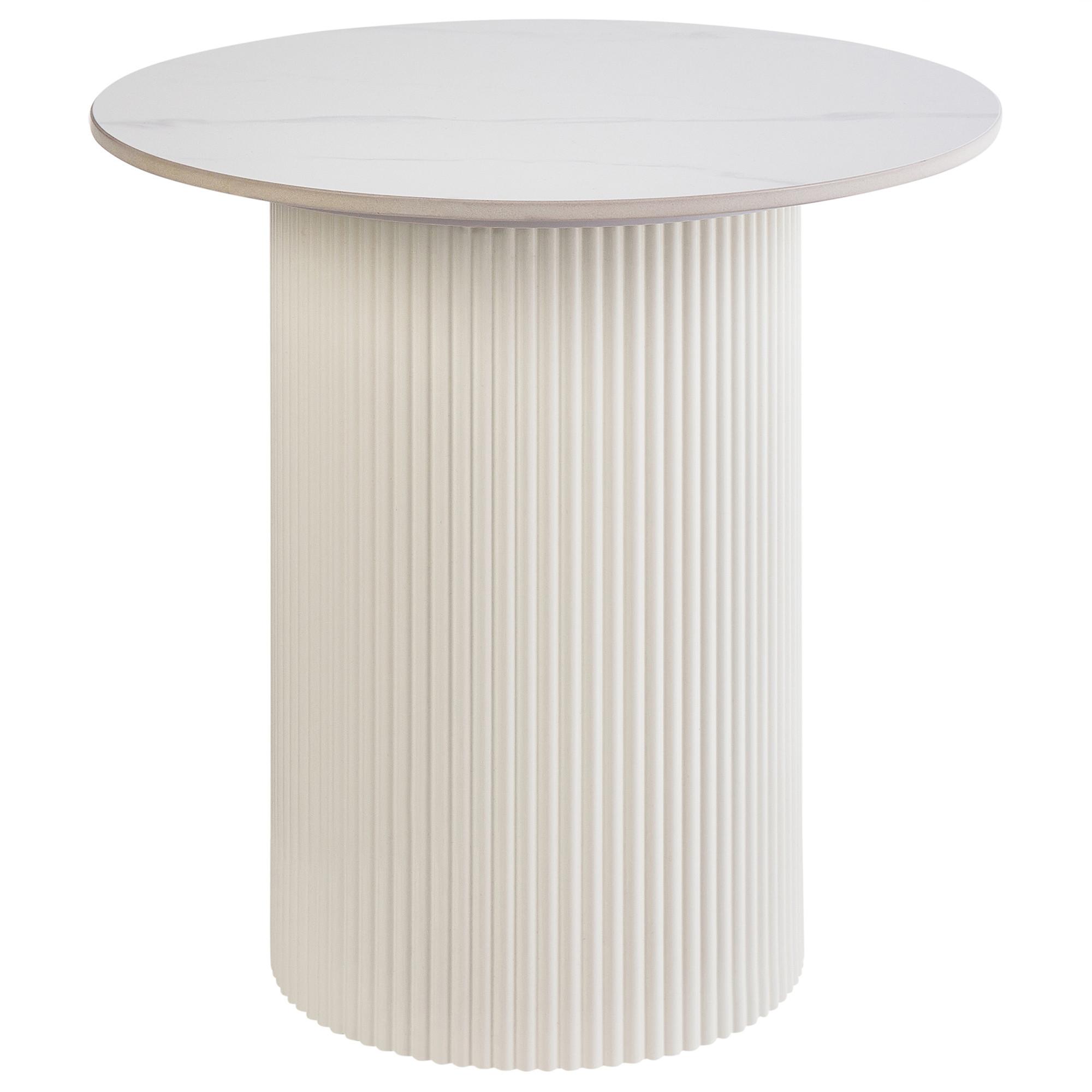 BEISTELLTISCH Beige Leona - Beige/Weiß, Stein (50/50/48cm) - Beliani