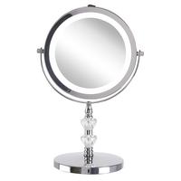 KOSMETIKSPIEGEL silber mit LED-Beleuchtung 20 cm Laon - Silberfarben, Metall (20/31/14cm) - Beliani