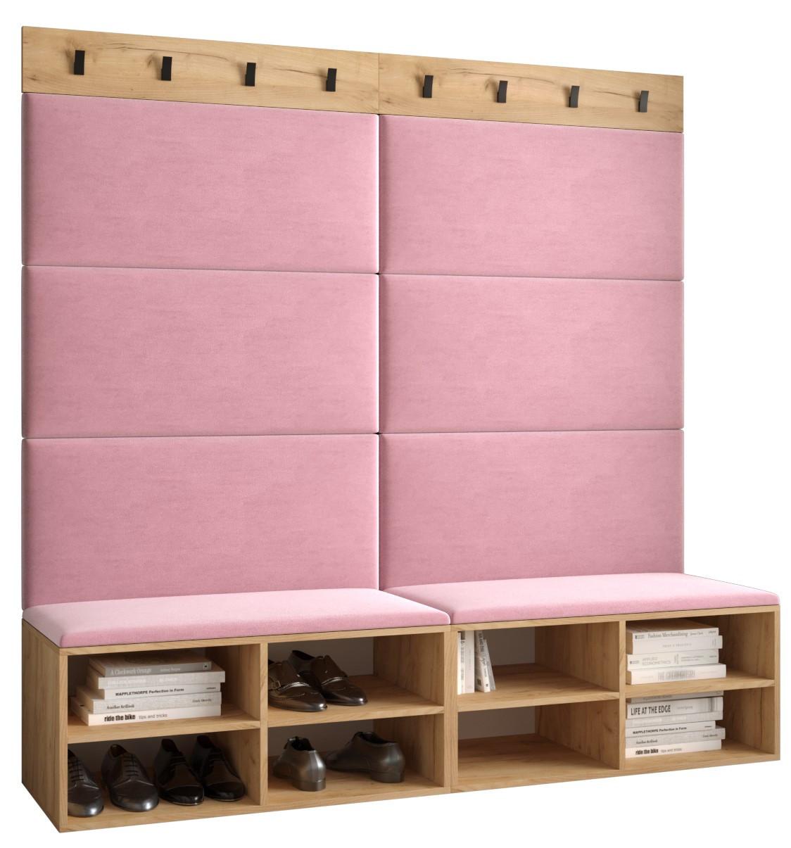 GARDEROBEN-SET 168/184/42 - Pink/Eichefarben, Holz/Kunststoff (168/184/42cm) - MÖBEL KRYSPOL