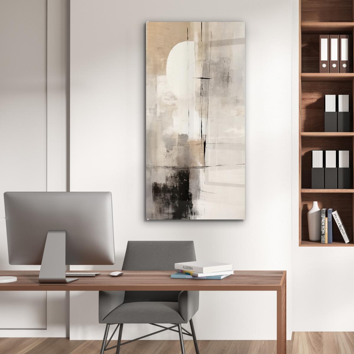 ACRYLGLASBILD Abstrakt - Kunst - Grau 60x120 cm - Hellgrau, Glas (60/120cm) - MuchoWow