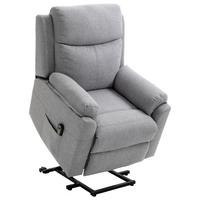 FERNSEHSESSEL mit Aufstehhilfe, Grau - Schwarz/Grau, Textil/Metall (89/102/83cm) - HOMCOM