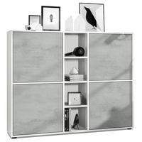 HIGHBOARD Cuba Türen in Beton Oxid Optik - Hellgrau, Holzwerkstoff (130.5/105.5/35.5cm) - Vladon