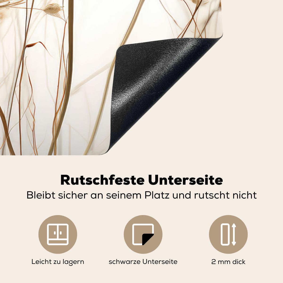 HERDABDECKPLATTE Blumen - Weiß - Sonnenlicht Herdabdeckung Induktionsfeld 75x52 cm - Ecru, Kunststoff (75/52/0.2cm) - MuchoWow