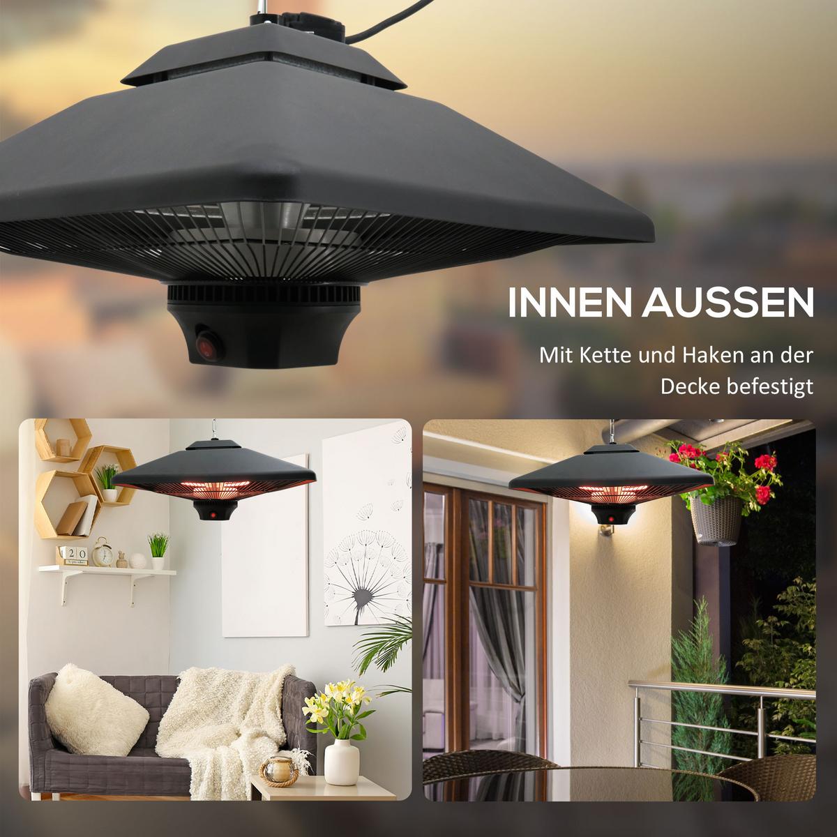 HEIZSTRAHLER, Aluminium, Eisen, Schwarz - Schwarz, Metall (43/25/43cm) - Outsunny