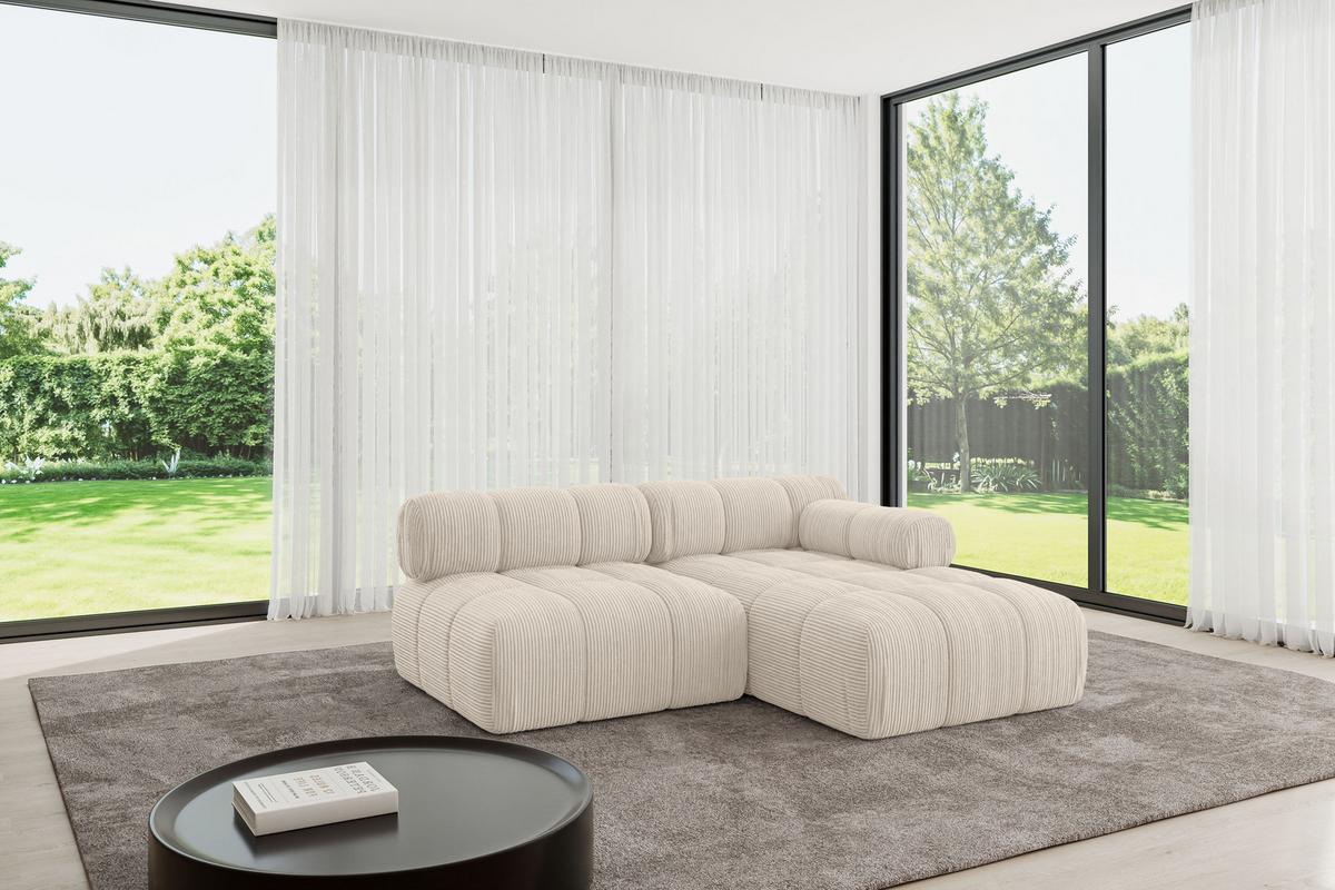 ECKSOFA modulares Sofa Razon-L1 - 190x160x70 cm Beige Cord - Beige, Holzwerkstoff/Textil (190/160cm) - ALTDECOR
