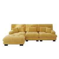 ECKSOFA Modulares 313cm Chenille Cloud-Sofa mit Ottoman für das Wohnzimmer - Gelb, Textil (313/145cm) - Urban Meuble