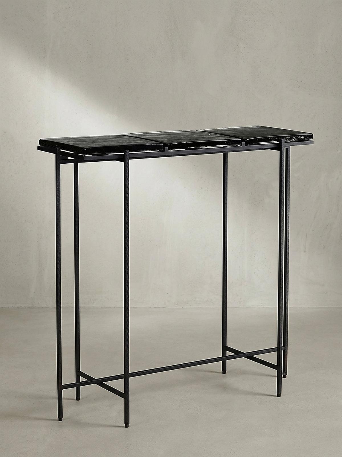 KONSOLENTISCH – Schwarz/Glas, 90x29x85 cm, Metallgestell, mit abnehmbaren Tischplatten - Schwarz, Glas/Metall (29/90/85cm) - KADIMA DESIGN