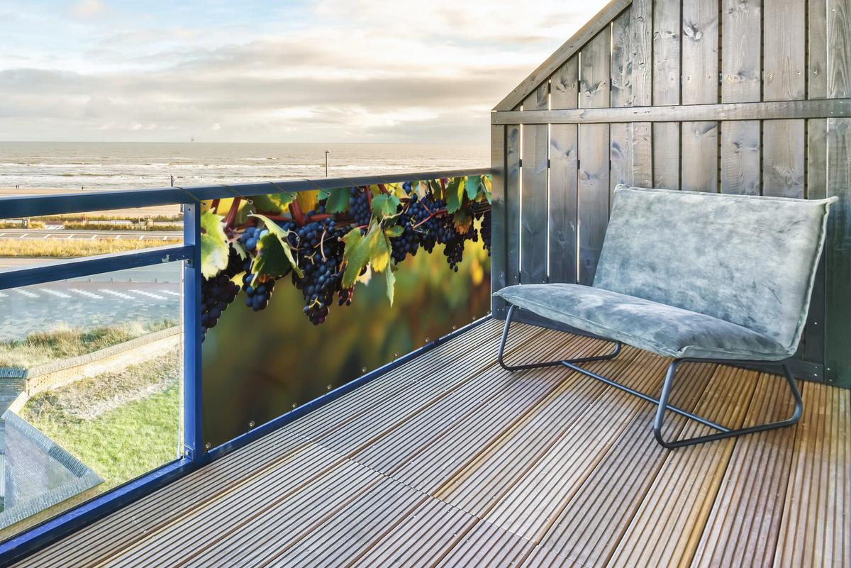 BALKON-SICHTSCHUTZ Trauben - Wein - Natur - Grün Balkon Deko 300x130 cm - Weinrot, Kunststoff (300/130cm) - MuchoWow