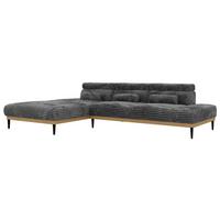 ECKSOFA PAVERO L - Grau Cord - Links Seite - Schwarz/Grau, Textil/Metall (205/316cm) - MKS