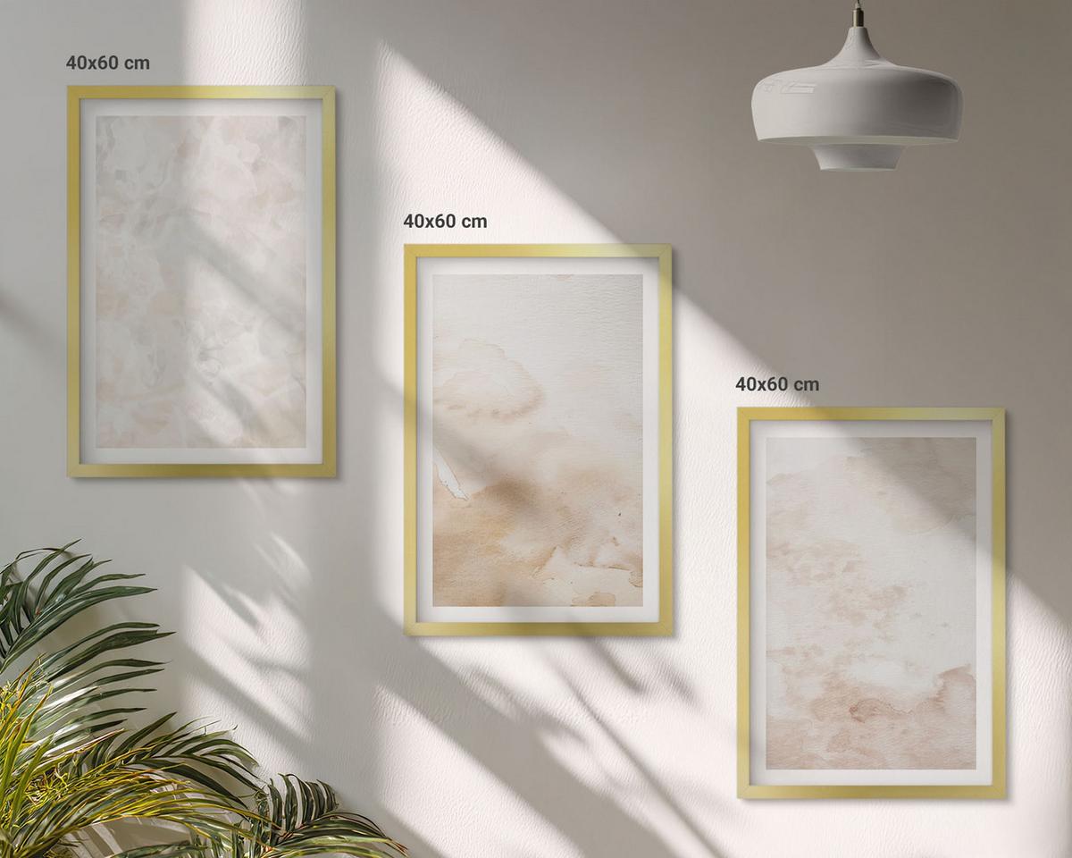 BILDER SET 3er Set - 40x60 cm Goldrahmen - Modische Pastelltexturen - Goldfarben, Kunststoff (40/60cm) - TULUP
