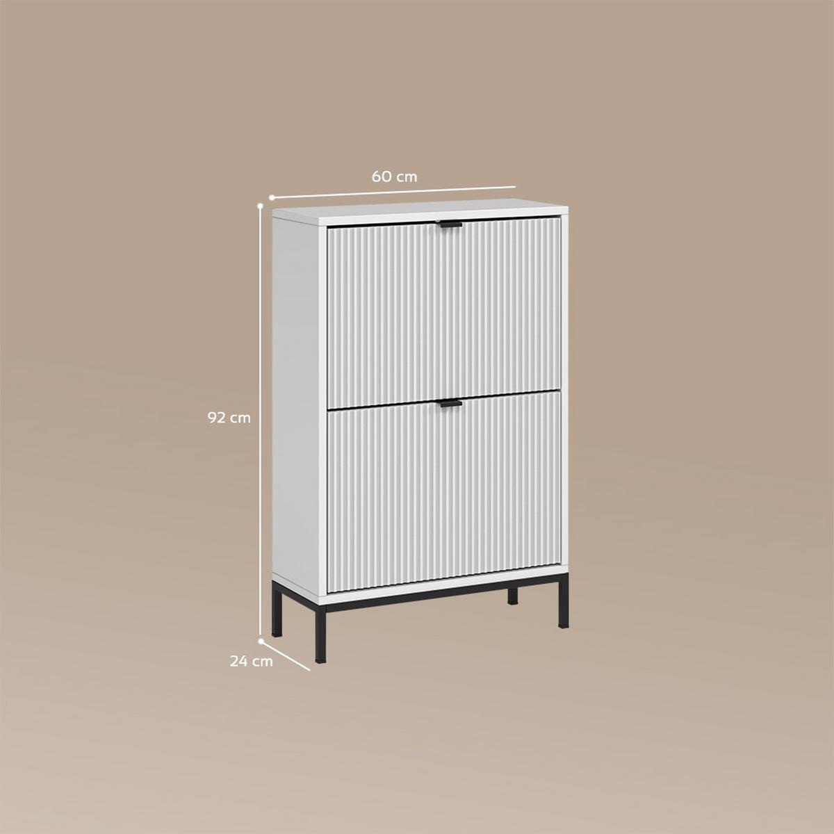 SCHUHKIPPER Aterno Weiß 60 x 92 cm mit 2 Klappschubladen - Weiß, Holzwerkstoff (60/92/24cm) - Livinity®