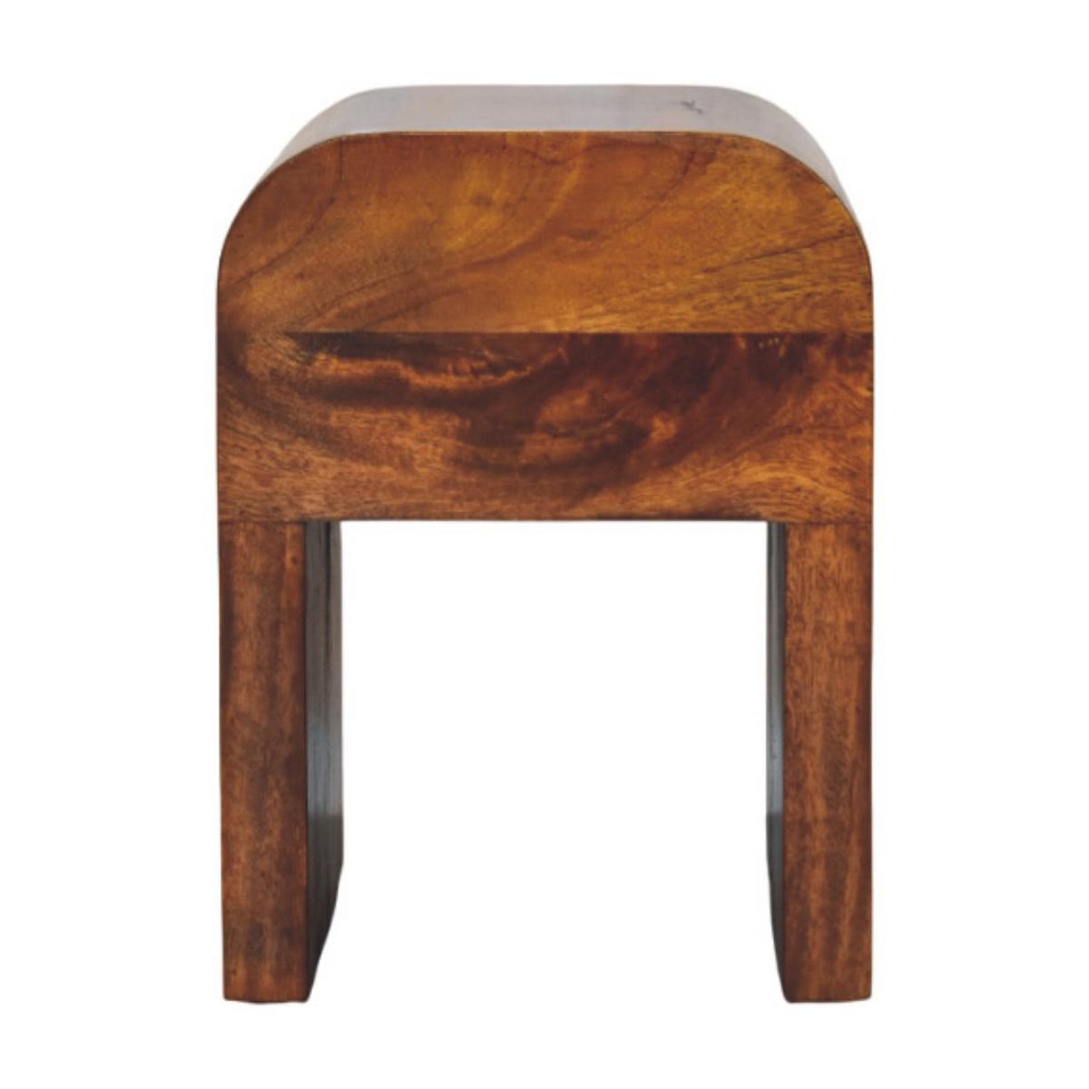 DARCY Nachttisch mit abgerundeten Kanten, 1 Schublade, Braun - Messingfarben/Braun, Mangoholz/Holz (30/40/30cm) - Artisan Furniture